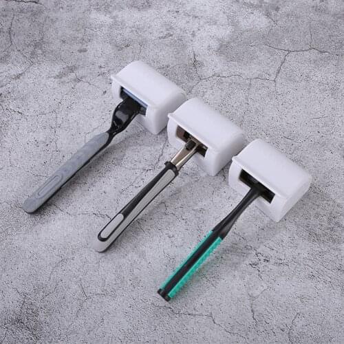 1PC Razor Holder Self-Adhesive Wall Mount Toothbrush Blade Razor Straigh Shelf Stand with Cover Storage for Bathroom Hook