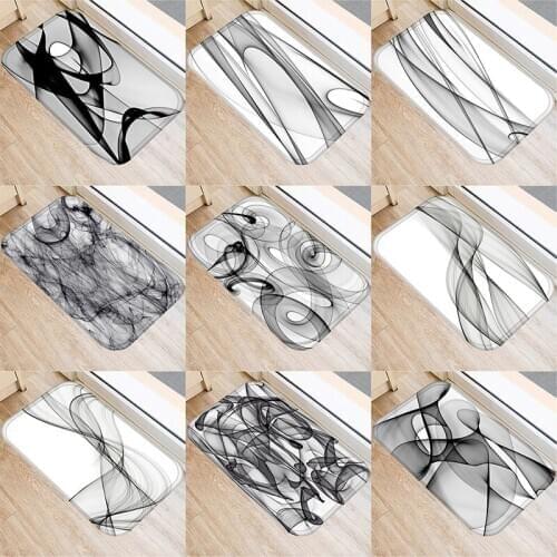 1 Pcs 40x60cm Black White Geometric Pattern Anti-Slip Carpet Door Mat Doormat Outdoor Kitchen Living Room Floor Mat Rugs