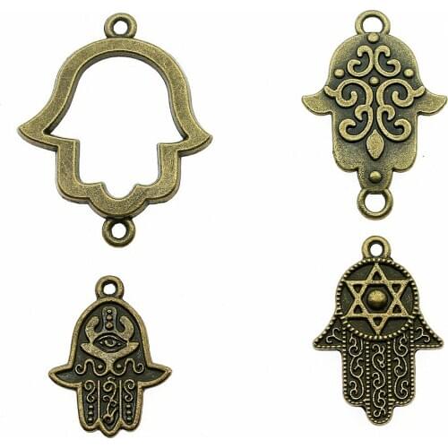 10pcs Hands Charms Antique Bronze Color Hands Charms Pendants For Bracelets Hamsa Hands Charms Making Jewelry
