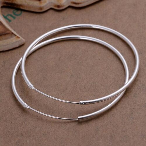 100% REAL!!!Silver color S925 STERLING Silver color BIG HOOP EARRINGS OUT DIAMETER 4CM FOR WOMEN GIRLS