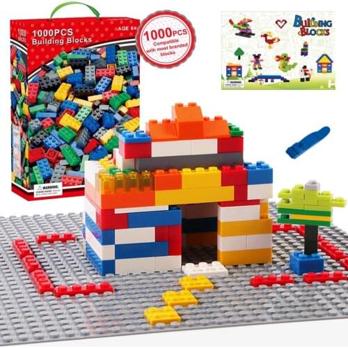 1000pcs DIY Classic Building Blocks Bricks Figures Toys Set with Baseplate Separator Compatible with Major Brands Kids Gift