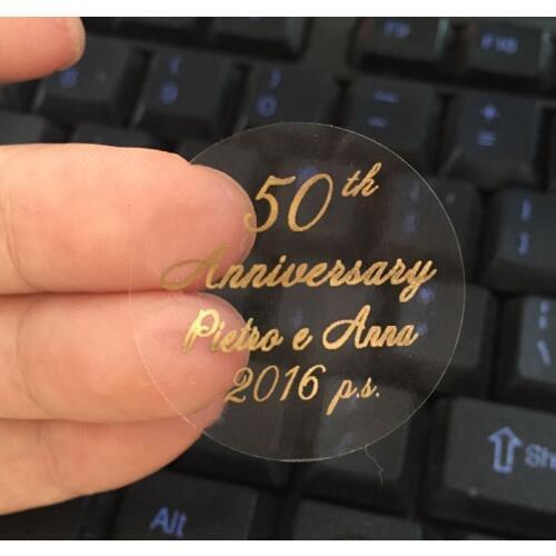 3 cm Anniversary Personalized custom labels silver 25th golden 50th marriage party thank you gifts souvenir faovor seals sticker