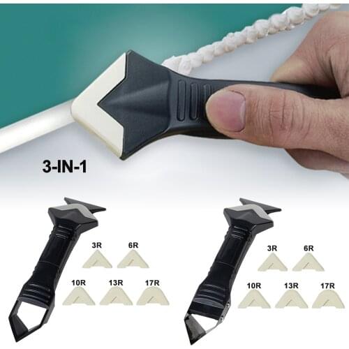 3 In 1 Silicone Sealant Remover Tool Set Caulking Finisher Sealant Smooth Scraper Removal Stainless Steel/Plastic Hand Tool