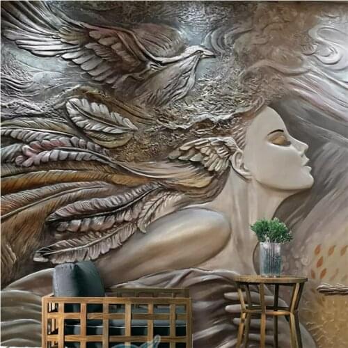 Custom 3D Stereoscopic Embossed Beauty Wall Painting Modern Abstract Art Wall Mural Living Room Bedroom Photo Wallpaper 3D