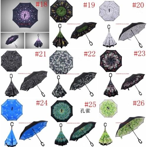 40pcs 36 colors Reverse Folding Double Layer Inverted Umbrella Self Stand rain/sun women/men high quality Child dropshipping