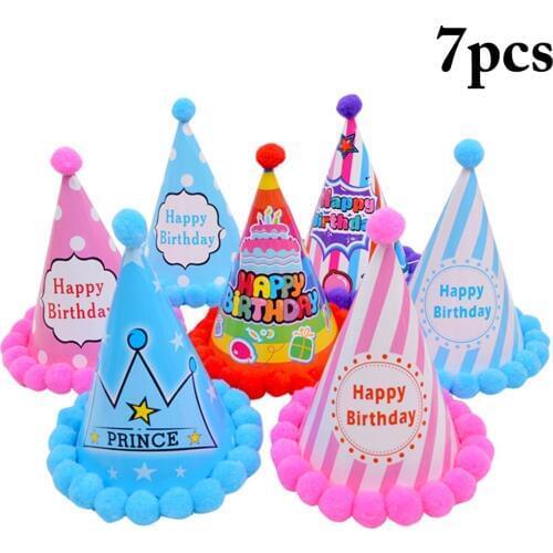 7Pcs/set Pet Dogs Caps Cat Dog Cute Happy Birthday Letters Headwear Cap Hat Birthday Party Pets Accessories for Dogs Cats