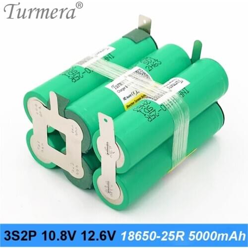 3S2P 5000mAh 20A High Discharge 10.8V 12.6V 18650 Lithium Battery for Electric Drill Screwdriver Battery and Drone Use Turmera A