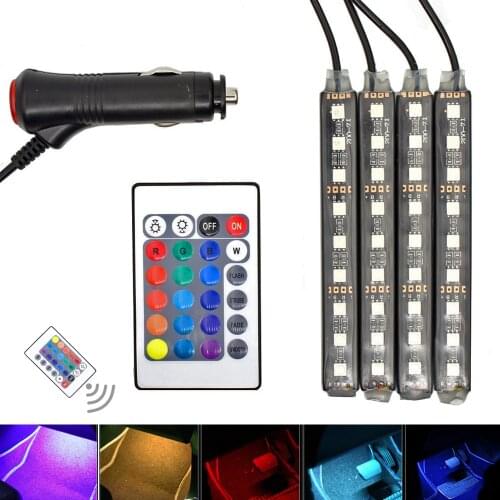 Car Remote Control Atmosphere Light Auto RGB LED Multi Color Decorative 12V Lamp Interior Accessories Room Home Gadgets