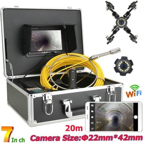 7" WiFi Wireless DVR Pipe Inspection Video Camera IP68 HD 1000TVL Drain Sewer Pipeline Industrial Endoscope System