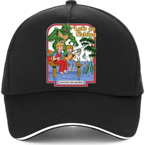 New Mens Cool summer Trucker hat Lets Go Fishing Print Baseball cap Satan Demon Death Scary Evil Hip Hop hat
