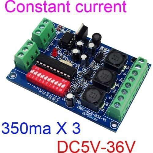 10pieces free shipping constant current 3 channel 350MA DMX512 RGB controller 3CH DMX decoder DC5-36V input each channel 350MA