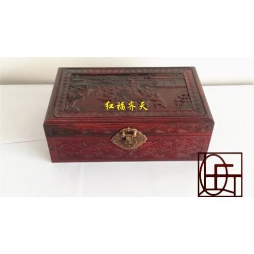 Red rosewood carved mahogany box jewelry box collection box five faces carved jewelry box sets five