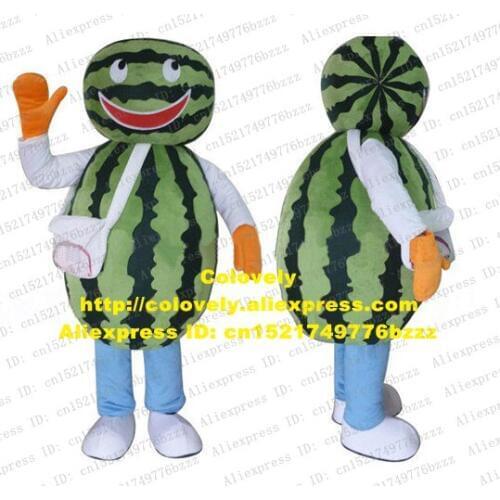 Naughty Green Watermelon Melon Mascot Costume Fruit Adult Size With Green Cylinder Head Bright White Round Eyes No.4346 Free Sh