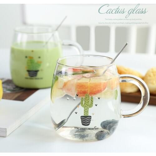 Cute Transparent Mug Creative Water Cup Simple Breakfast Mug Glass Heat-resistant Household Tea Cup Drinking Set DD60MG