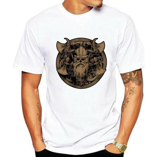 Vikings T-Shirt Skull Skeleton Valhalla Odin Nordic Shieldmaiden Ragnar Gym TEE Shirt For Youth Middle-age Old Age