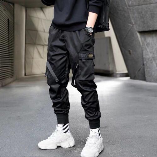 Men Multi-pocket Elastic Waist Design Harem Pant Men Streetwear Punk Hip Hop Casual Trousers Joggers Male Dancing Pant