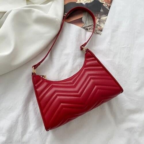 New Arrival Baguette Shoulder Bags for Women Solid Color PU Leather Vintage Handbags Female Underarm Bag Purse Clutch