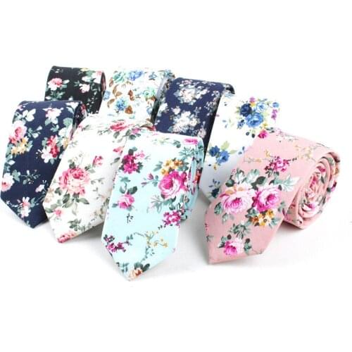 New Florals Tie For Men Women Cotton 6cm Casual Flower Print Skinny Neck Tie For Wedding Party Classic Suits Daily Wear Tie