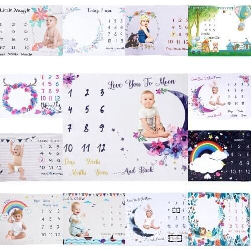 New Newborn baby Monthly Growth Milestone Blanket Photography Props Background Flannel Cloth Commemorate Rug Towel Memory Carpet