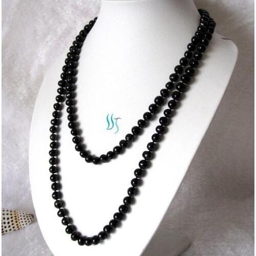 Perfect Long Pearl Necklace 120CM Black Color AA 8-9MM Freshwater Pearl Necklace Handmade Womens Jewellery Free Shipping
