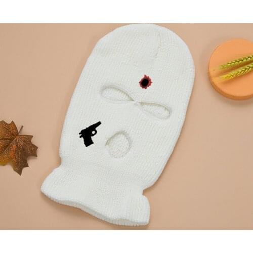 Cool Embroidery Army Tactical Mask 3 Hole Full Face Mask Ski Mask Winter Hat Balaclava Cycling Mask Bullet Hole Embroidery