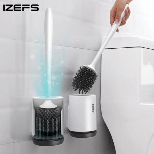 IZEFS TPR Silicone Toilet Brush WC No Dead Ends Cleaning Brush Wall-mount And Floor-standing Cleaning Tool Bathroom Accessories