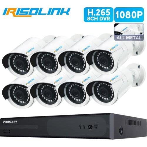 Irisolink 8CH CCTV Suveillance System 1080P Nightvision Security Camera H.265 5in1 DVR Indoor/Outdoor Video Surveillance System
