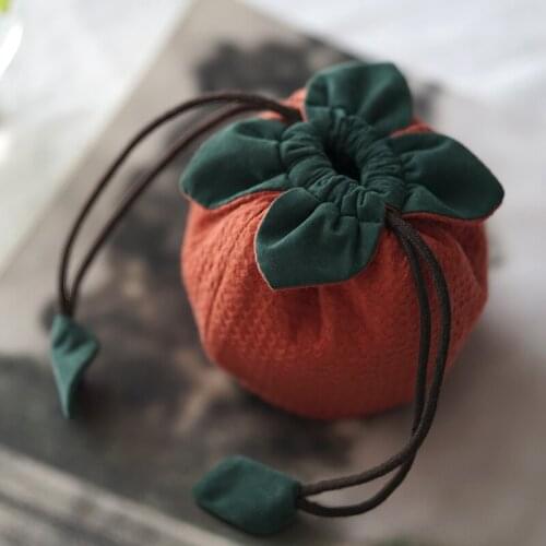 Handmade Persimmon Cloth Bag Thickened Cotton and Linen Storage Cloth Bag Tea Cup Gaiwan Lucky Persimmon Zero Matching New