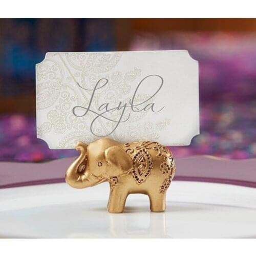 Wedding favor --party favorsLucky Golden Elephant Place name Card Holder table Decoration