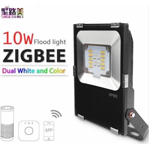ZIGBEE LED 10W Floodlight RGB+CCT warm white and cool white Dual white zigbee light link LED Lamp AC110-240V APP work echoplus