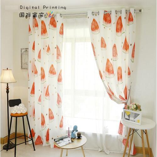 Custom Made 2x Grommet Window Drapery Curtain Nursery Kids Children Room Window Dressing Tulle 200x260cm Watermelon Orange White