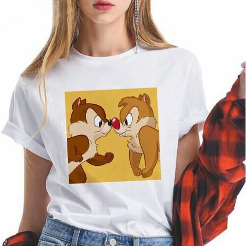 Women Disney Chip and Dale T-shirts Female Short Sleeve Tees Summer Brand Rock Harajuku Clothing Girl Tops Dropship