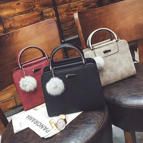 Women beading pendant handbag ladies PU shoulder embossed bag ladies Messenger bag hairball bags high quality bag