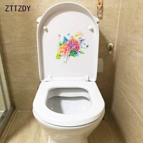 ZTTZDY 21*20.2CM Colored Hydrangea Flower Kids Room Decoration Toilet Sticker Home Wall Decal T2-0652