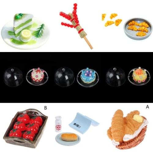 1:12 Dollhouse Miniature Simulation Trays Cake Bread Model Decorative Candied Haws Craft Toys Accessories