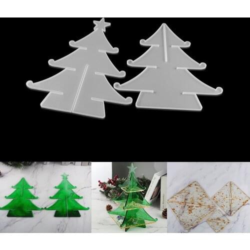 1Set Christmas Tree Silicone Mold Storage Box Epoxy Resin Mould for DIY Resin Crafts Jewelry Ornaments Table Decorative Crafts