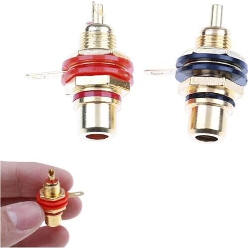 1 Pair New RCA Female Socket Connector Chassis Panel Mount Adapter Audio Terminal Plug