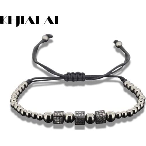 1pcs 2017 Charm Micro Pave CZ Black Square Beads Men Macrame Bracelet Brand Anil Arjandas Round Bead Women Macrame Bracelet