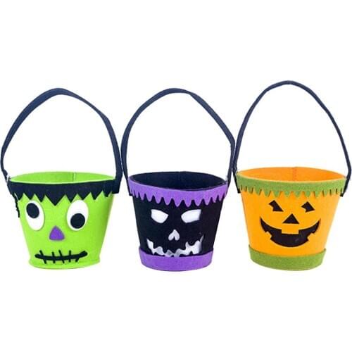 1Pc Halloween Funny Ghost Kids Children Trick or Treat Gift Candy Bag Felt Basket Candy Container Halloween Accessory