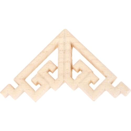 1Pc Unpainted Natural Oak Wood Carved Applique Woodcarving Corner Onlay Decal Furniture Cabinet Frames Door Crafts Decor 8*8cm