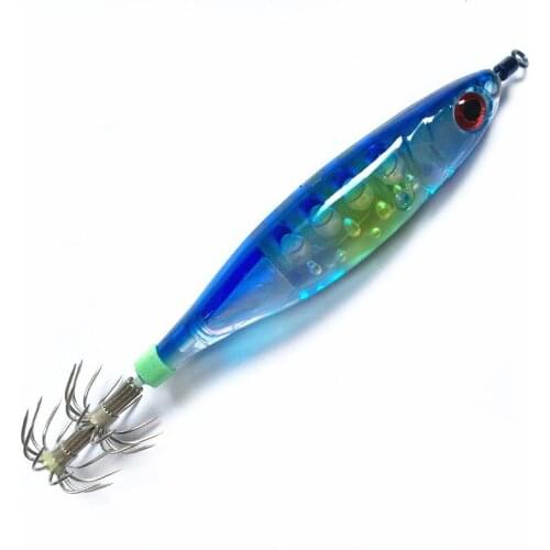 10pcs Artificial Squid Jigs Jig Lure Luminous Wood Fishing Bait 10cm 13g Squid Hooks Octopus Cuttlefish Jig Lure Shrimp Lures
