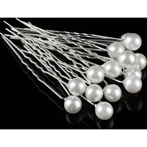 20Pcs Women U-shaped Pin Hair Clips Metal Barrette Clip Hairpins Crystal Pearl Bridal Tiara Mujer Wedding Hair Accessories Tools