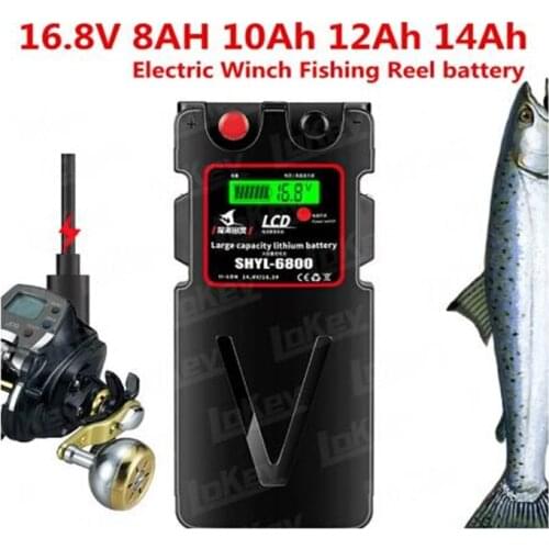 16.8v 8000mAh 10000mAh 1200mAh 14000mAh Lithium ion battery with BMS of electric winch fishing reel+3A Charger