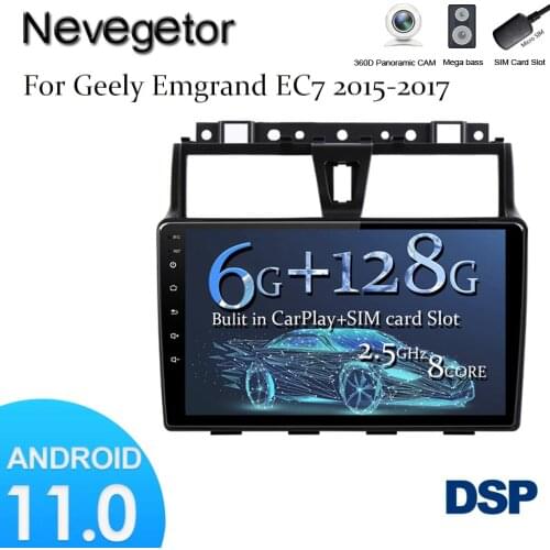 2 din 8 core android 11 car radio auto stereo for GEELY Emgrand EC7 2015 2016 2017 navigation GPS DVD Multimedia Player