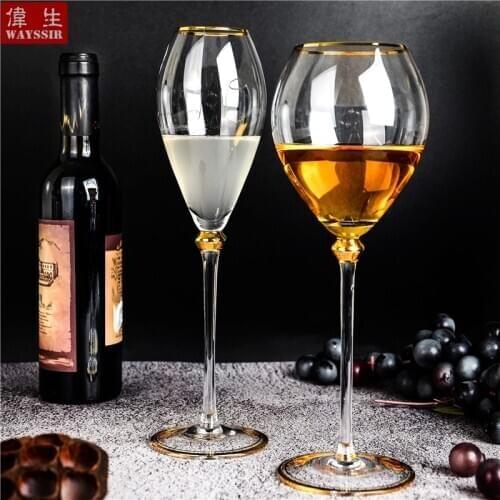 Palace Style Champagne Crystal Glass Cup Wedding Toasting Party Gold Line Design Noble Wine Cup Decoration Cocktail Drinking