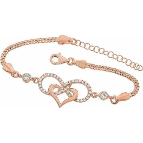 925 Sterling Silver Women Wristband Bracelet Infinity Heart Gift Birthday Precious Stylish Chain Luxury