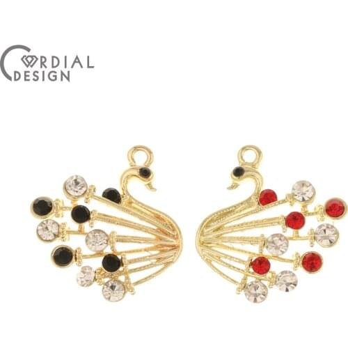 Cordial Design 50Pcs 21*21MM Jewelry Accessories/Rhinestone Earring Pendant/Animal Shape/DIY Charms/Jewelry Findings Components