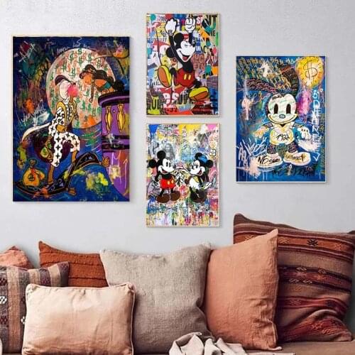 DIY 5D Diamond Painting Disney Graffiti art Banksy Mickey Mini Mouse Posters and Donald Duck Wall Art Pictures for Home Decor