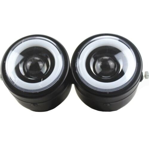 12V Angel Eyes Motorcycle Headlight LED Dual Twins HeadLamp For Harley Honda Yamaha Suzuki Kawasaki Touring Old School