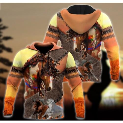 Love Horse 3D All Over Printed Autumn Men Hoodies Unisex Casual Zip Pullover Streetwear sudadera hombre DW0487 Drop shipping